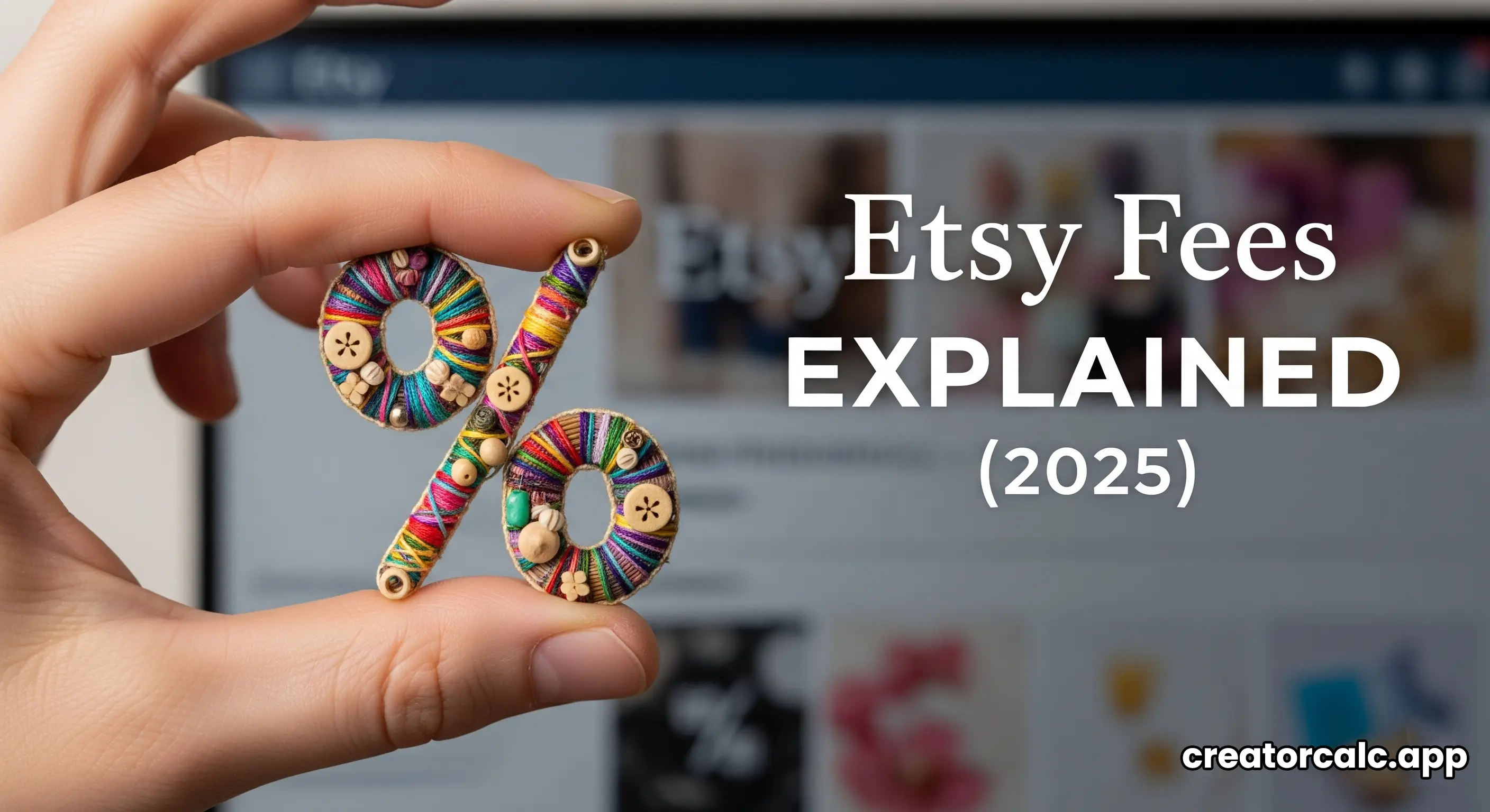 A person calculating finances with an Etsy logo in the background