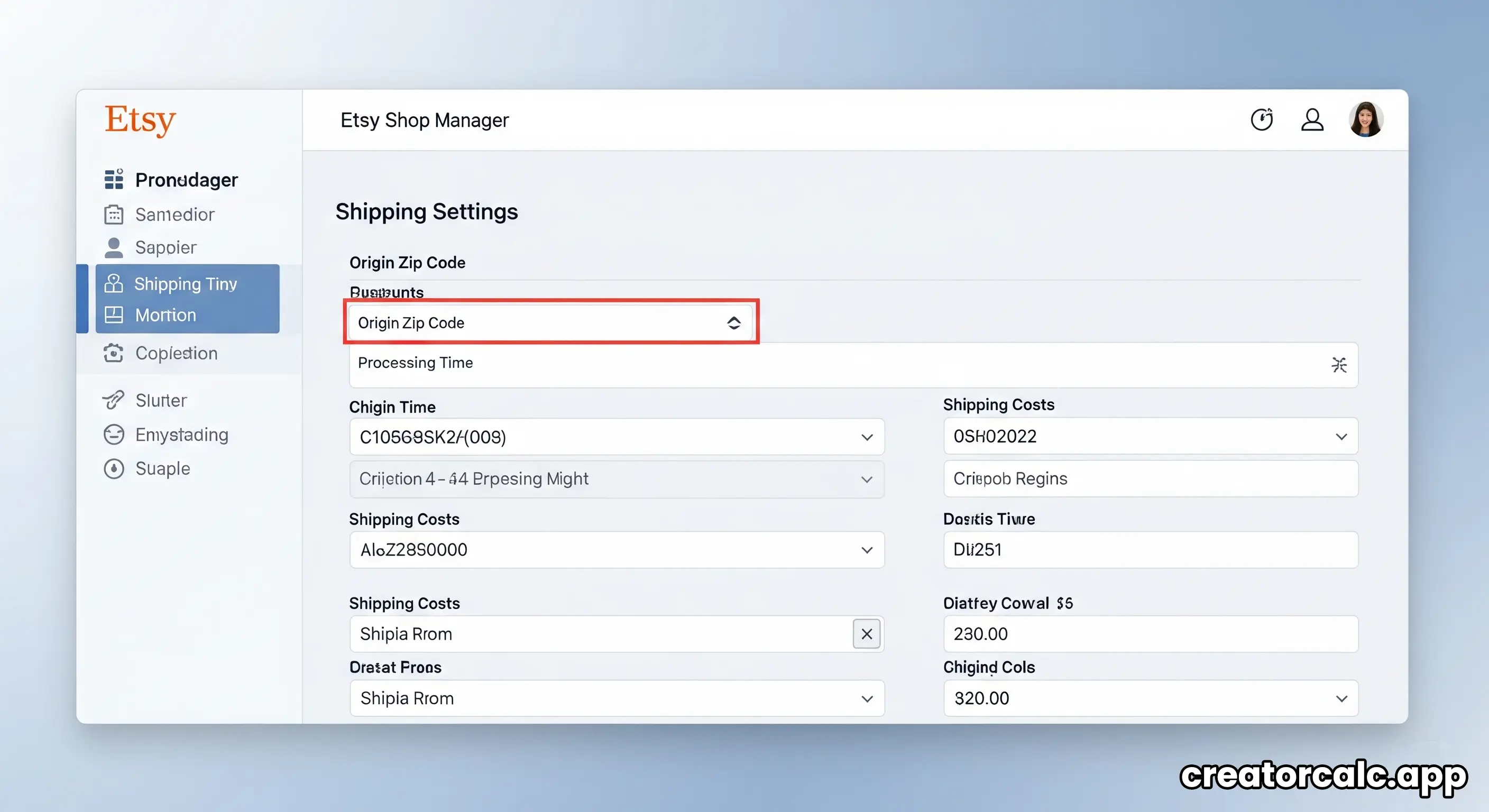 A view of the Etsy shipping profiles setup page in the shop manager.