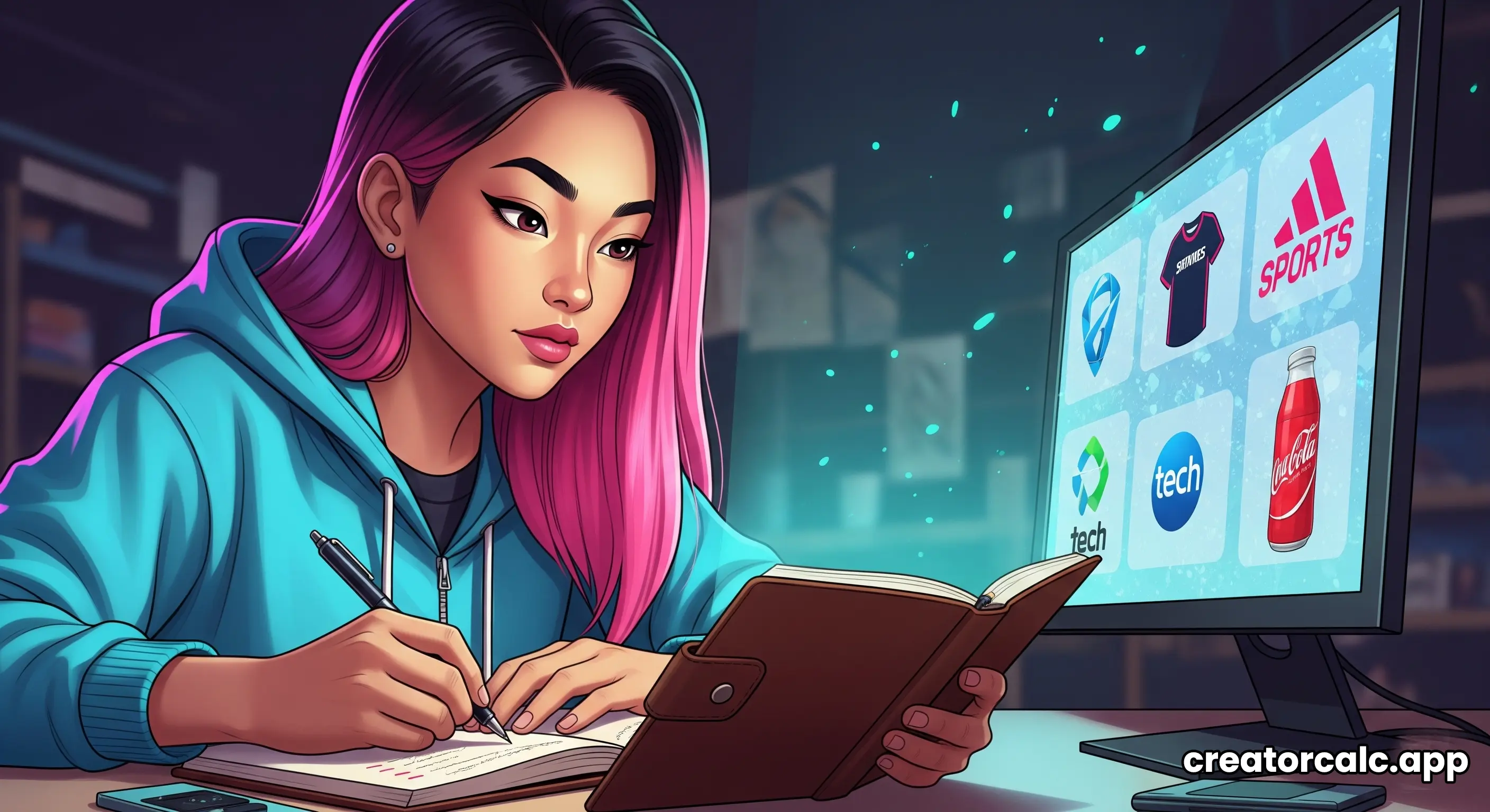 A creator making a list of potential brands to contact for sponsorships.