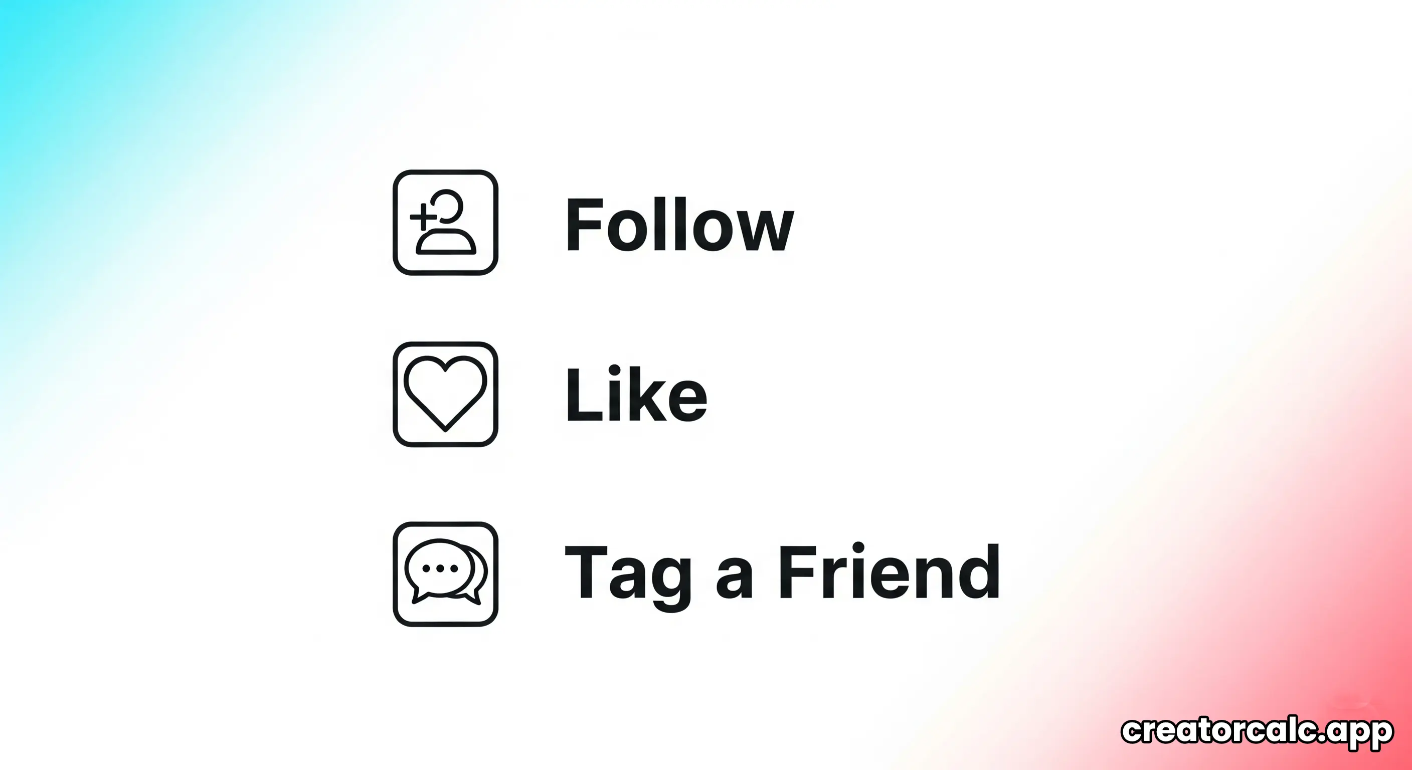A simple checklist graphic showing common giveaway rules like 'Follow', 'Like', and 'Tag'.
