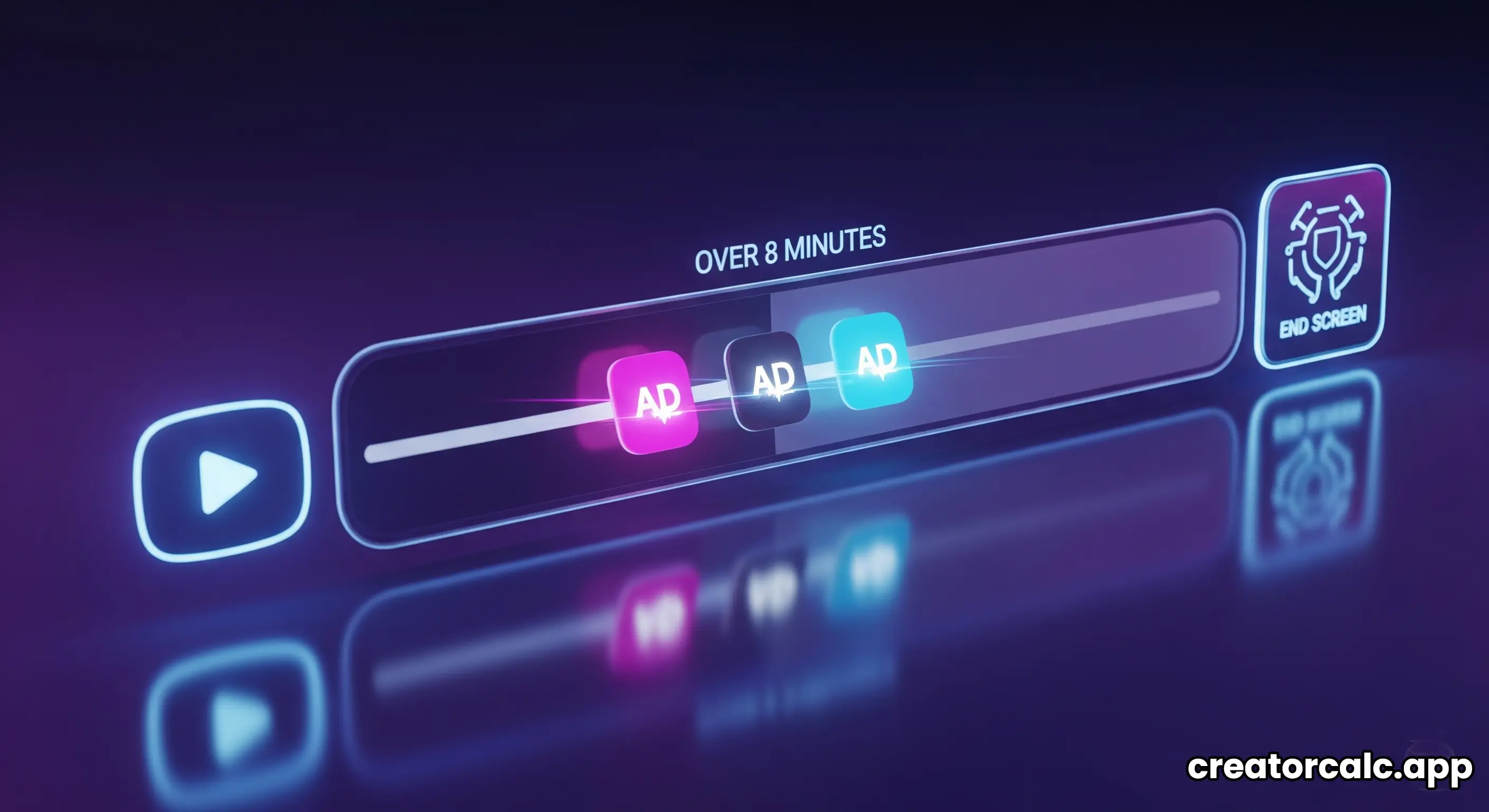 A YouTube video timeline showing how mid-roll ads are placed in longer videos.
